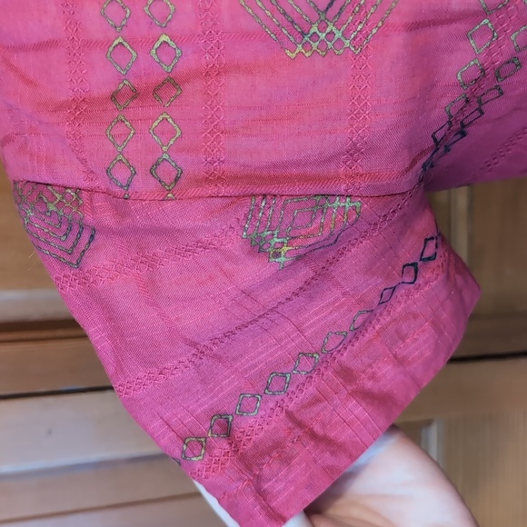 Pink Button-Down Belted Dress (Linen/poly Type Fabric) - Picture 2 of 4